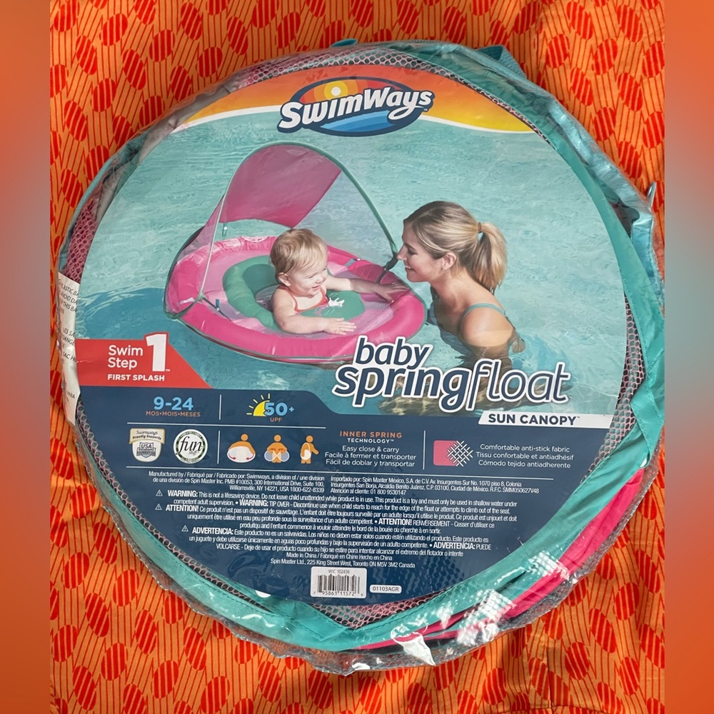 SwimWays Step 1 Baby Spring Float Sun Canopy 9 to 24 Months Pink